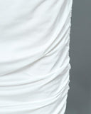 Off Shoulder Tied Detail Ruched Glitter Party Dress