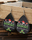 Christmas PU Leather Letter Graphic Print Drop Earrings