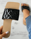 Quilted Square Toe Mule Sliders