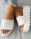 Braided Open Toe Platform Slippers