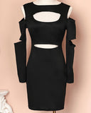 Black Cut Out Cold Shoulder Bodycon Dress
