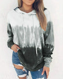 Colorblock Print Pocket Design Hooded Sweatshirt