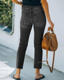 Ripped Pocket Design Single Button Jeans