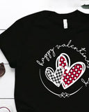 Valentine's Day Heart Plaid Print Short Sleeve Top