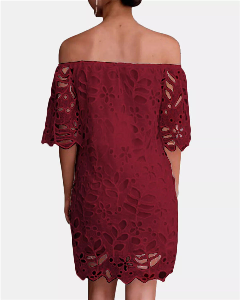 Off Shoulder Broderie Anglaise Lace Dress