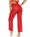 Drawstring Knit Hollow Out Cover Up Pants