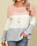 Color Block Long Sleeve Knit Sweater
