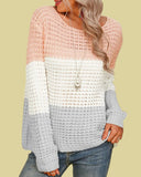 Color Block Long Sleeve Knit Sweater