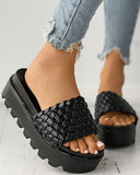 Braided Open Toe Platform Slippers