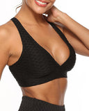 Textured Tank Top Push Up Gym Sports Bra Breathable Elastic Bralette Workout Underwear