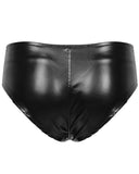 Crotchless Zipper Decor PU Leather Panty