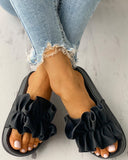 Ruched Open Toe Casual Slippers