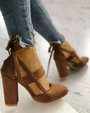 Fashion Caged Chunky Heels Shoes
