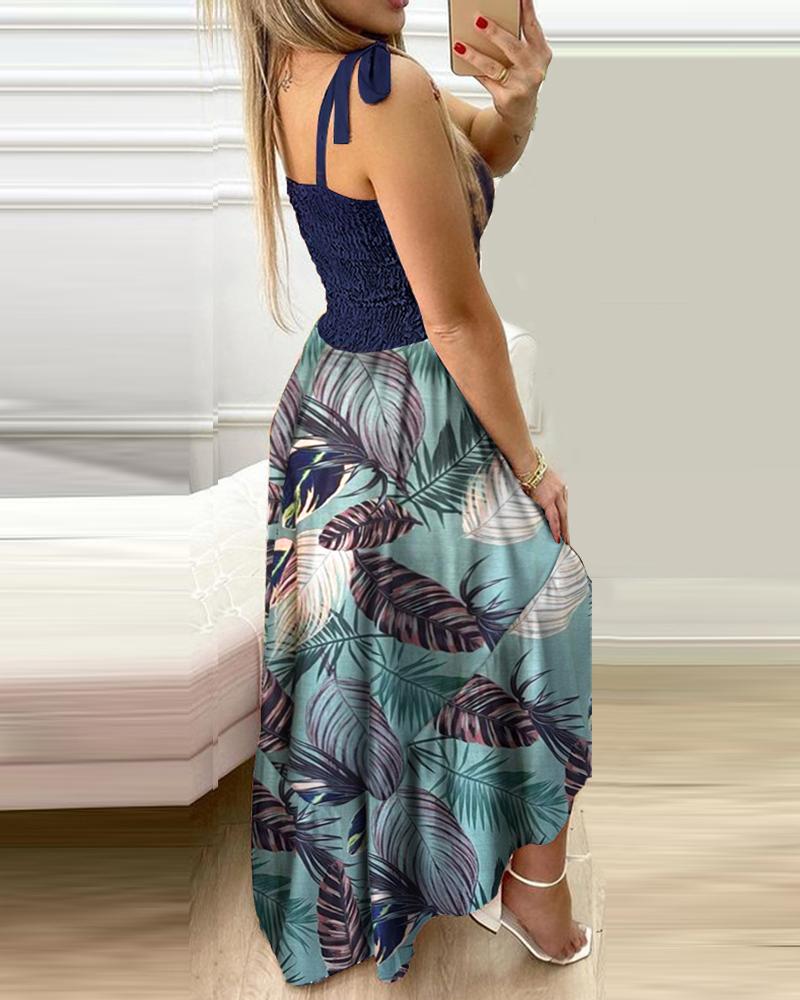 Printed Floral Cami Patchwork Maxi Dress
