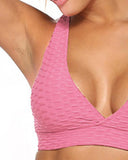 Textured Tank Top Push Up Gym Sports Bra Breathable Elastic Bralette Workout Underwear