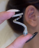 1pcs Rhinestone Decor Snake Shaped Ear Climber