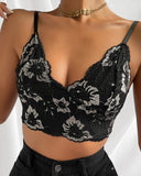 Embroidery Floral Lace Crop Cami Top
