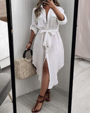 Button Design Short Sleeve Shirt Dress