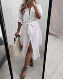 Button Design Short Sleeve Shirt Dress