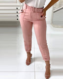 Pocket Design Buttoned Casual Pants