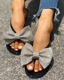 Rhinestone Bowknot Design Open Toe Sandals