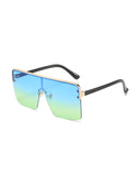 1Pair Half Metal Frame Ombre Lens Flat Top Sunglasses