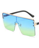 1Pair Half Metal Frame Ombre Lens Flat Top Sunglasses