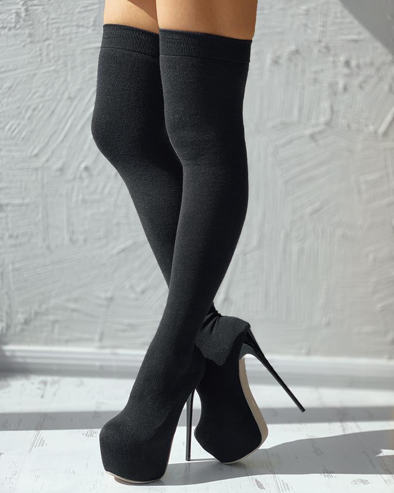 Platform Pointed Toe Stiletto Long Boots