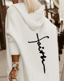 Letter Print Patch Pocket Longline Hooded Coat