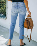Ripped Pocket Design Single Button Jeans
