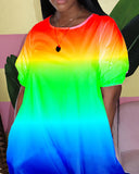 Leopard Print / Colorblock Casual T Shirt Dress