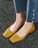 Hollow Out Square Toe Chunky Loafers