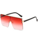 1Pair Half Metal Frame Ombre Lens Flat Top Sunglasses