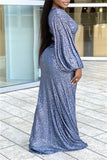 online clothing plus size v neck sequin hubble bubble sleeve maxi dress