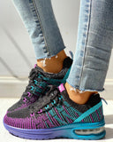 Colorblock Knitted Breathable Lace Up Sneakers