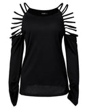 Ladder Cut Out Long Sleeve Casual Top