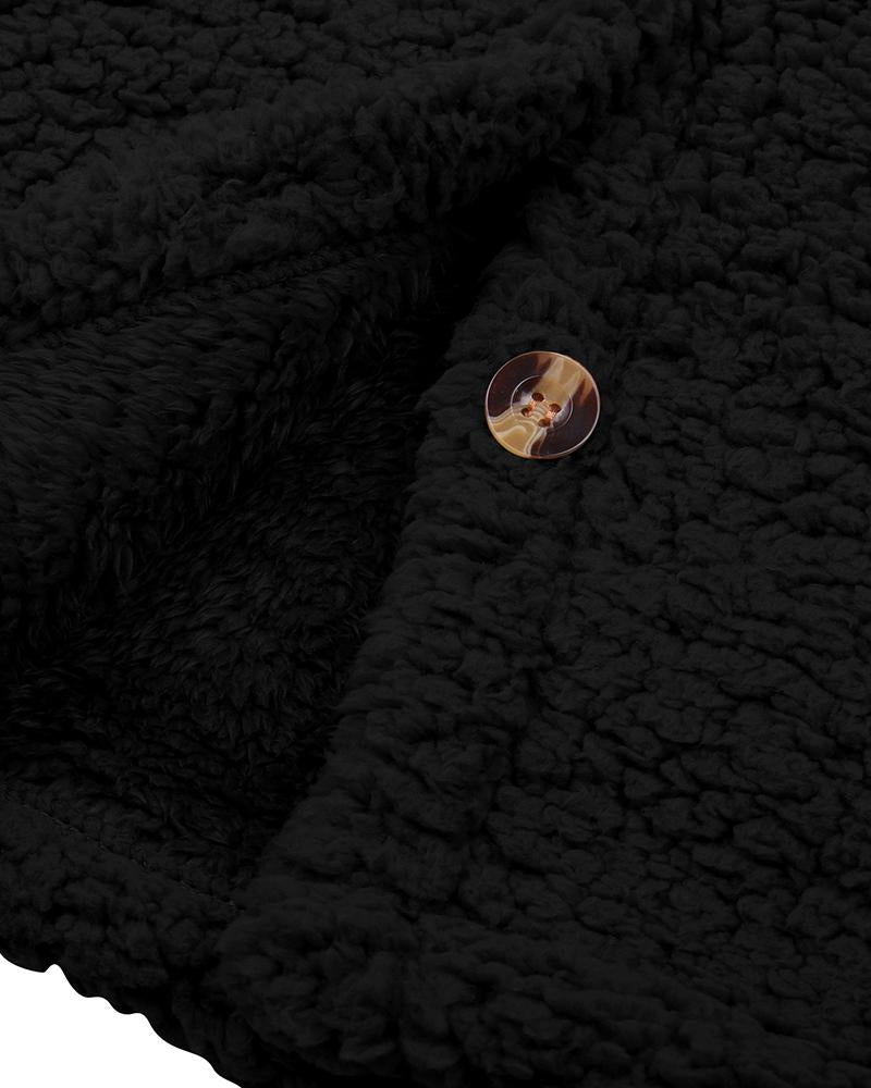 Button Design Long Sleeve Teddy Coat