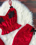 Christmas Shirred Snowflake Pattern Bowknot Decor Pajamas Set