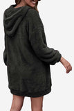 casua solid double sided fleece loose hoodie