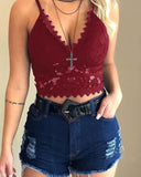 Lace  Hollow Out Spaghetti Strap Top