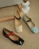 Square Toe Colorblock Chunky Mary Jane Shoes