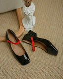 Square Toe Colorblock Chunky Mary Jane Shoes