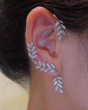 1PCS Leaf Shape Rhinestone Decor Earring