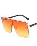 1Pair Half Metal Frame Ombre Lens Flat Top Sunglasses