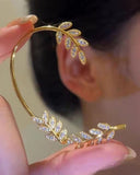 1PCS Leaf Shape Rhinestone Decor Earring