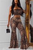 sexy leopard printing strapless pants set
