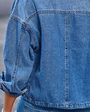 Button Pocket Design Long Sleeve Denim Coat