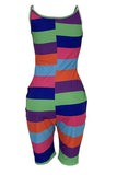sexy color striped suspenders jumpsuit