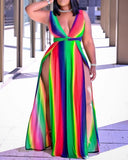 Colorblock High Slit Sleeveless Maxi Dress