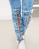 Solid Color Lace up Skinny Jeans